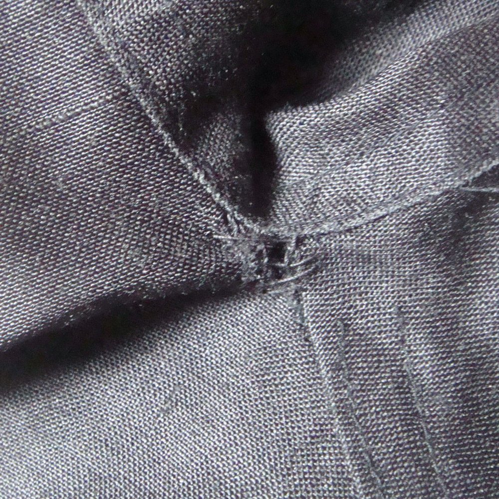 80s Structured Sailor Crisp Black Linen Balloon Sleeve Top - Picture 14 of 16